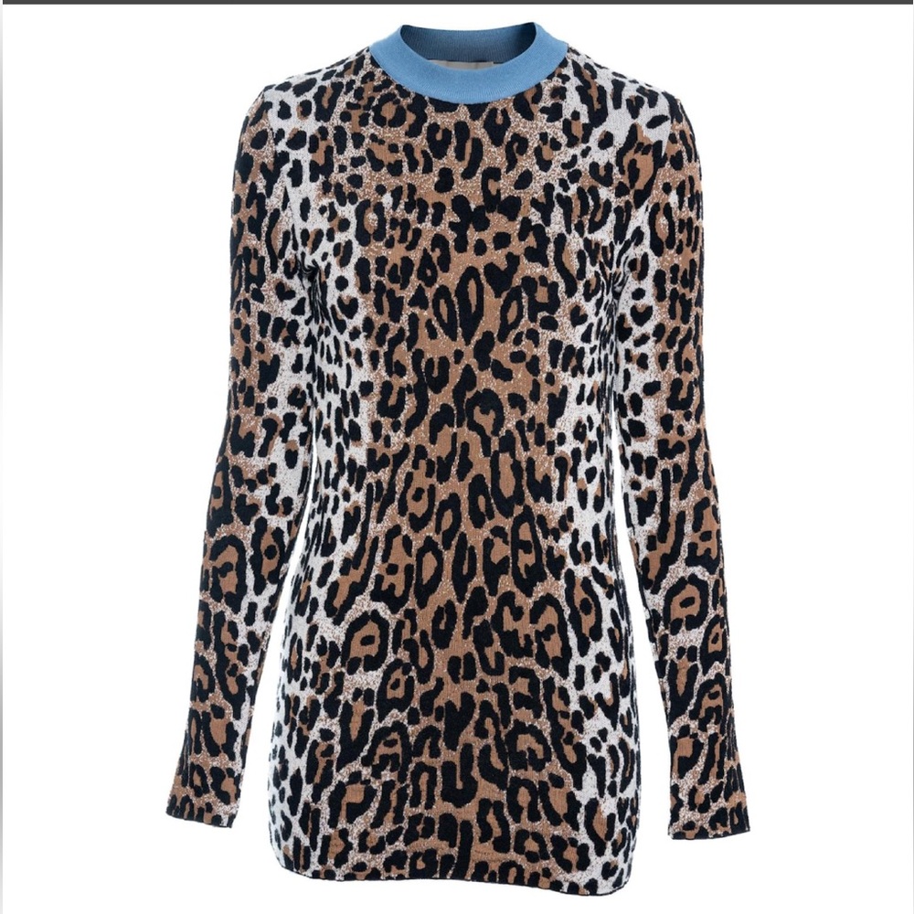Stella McCartney Leopard-Print Jacquard Sweater Tunic Dress NWT! MSRP: $1135